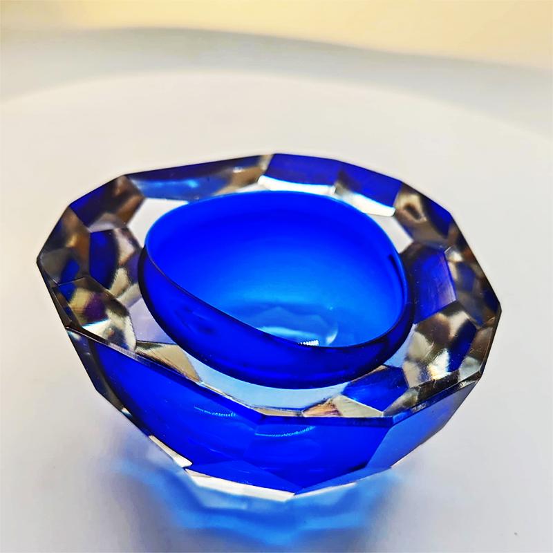1960s Blue  Geode - Ashtray  in Murano Glass by Flavio Poli for Seguso, Made in Italy