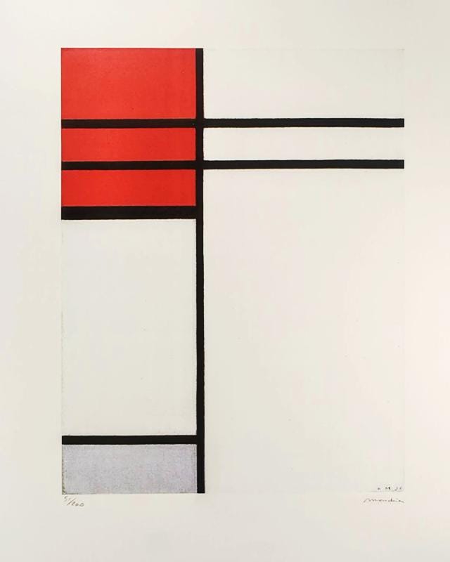 1970s Piet Mondrian Limited Edition Lithograph Numbered in Pencil.