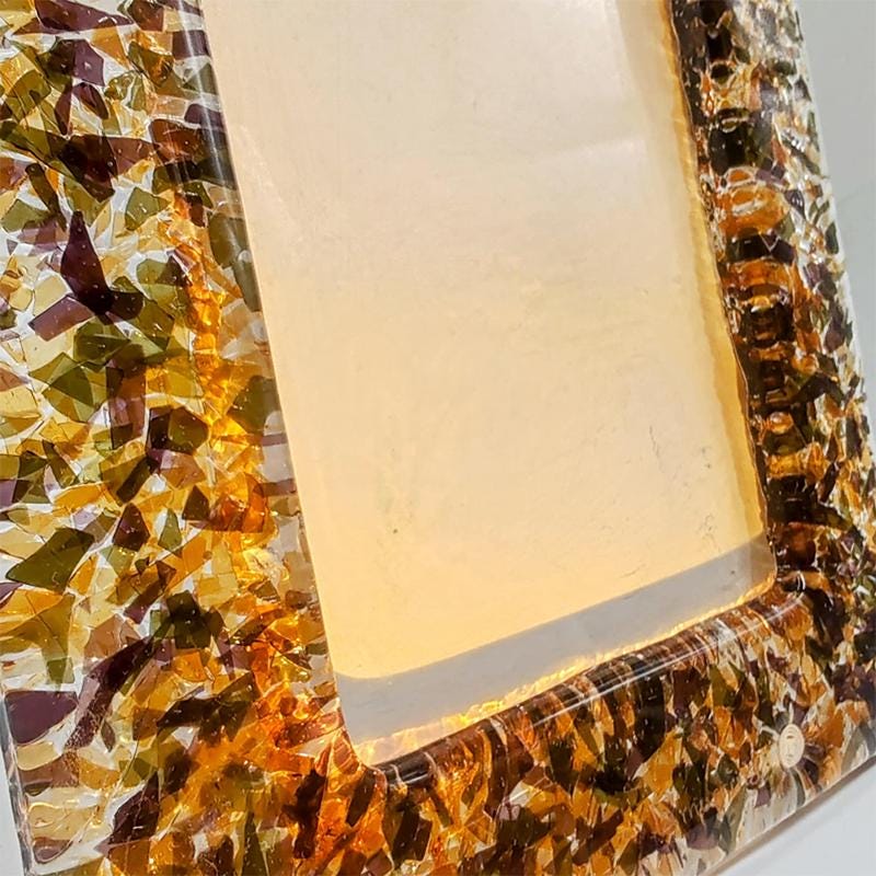 1970s Stunning  Photo Frame in Handcrafted Murano Glass. Made in Italy.
