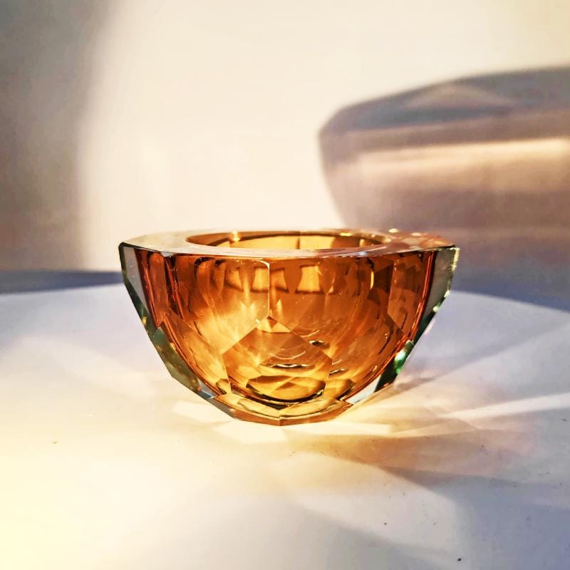 1960s Gold Geode - Ashtray in Murano Glass by Flavio Poli for Seguso. Made in Italy