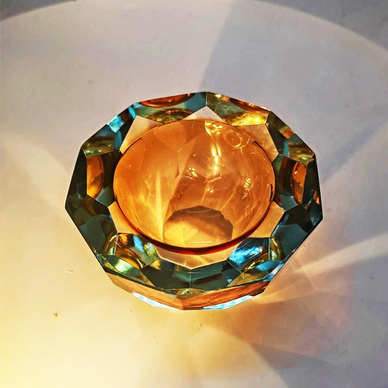 1960s Gold Geode - Ashtray in Murano Glass by Flavio Poli for Seguso. Made in Italy