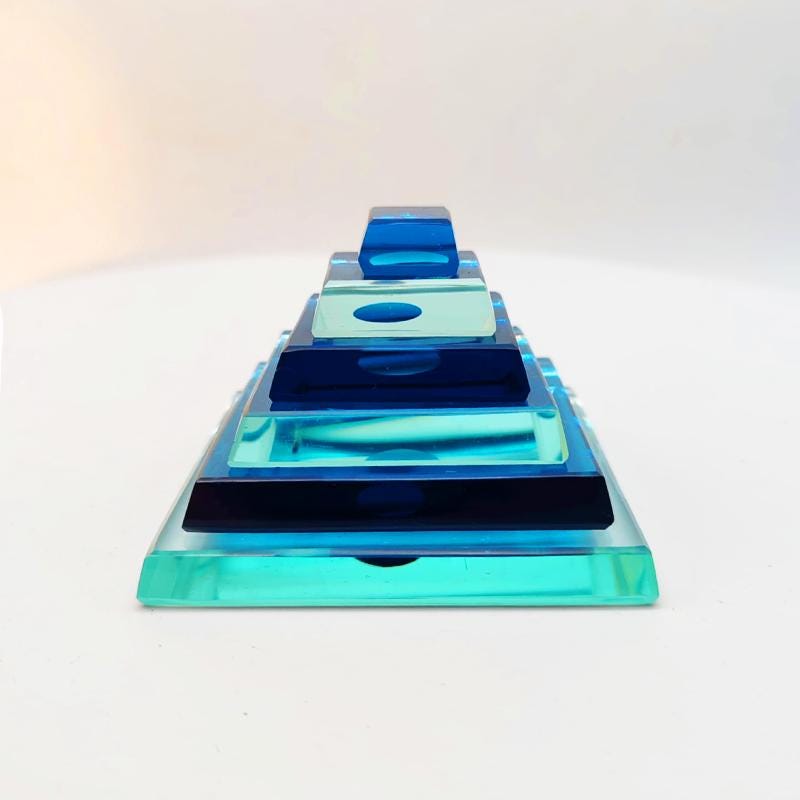 1970s  Little Crystal Pyramid  Paperweight by Fontana Arte. Made in Italy