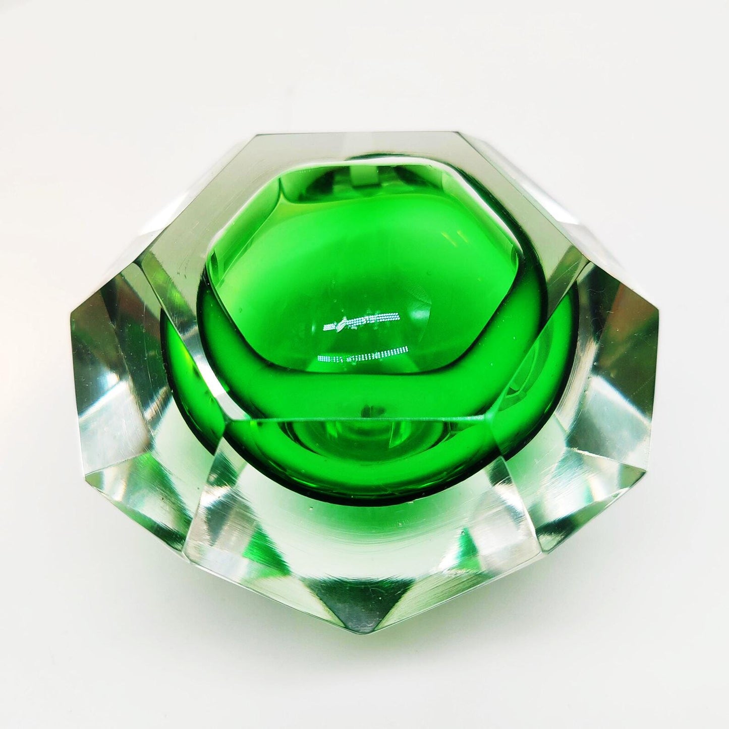 1960s Green Ashtray or Catch-all in Murano Glass by Flavio Poli for Seguso. Made in Italy.