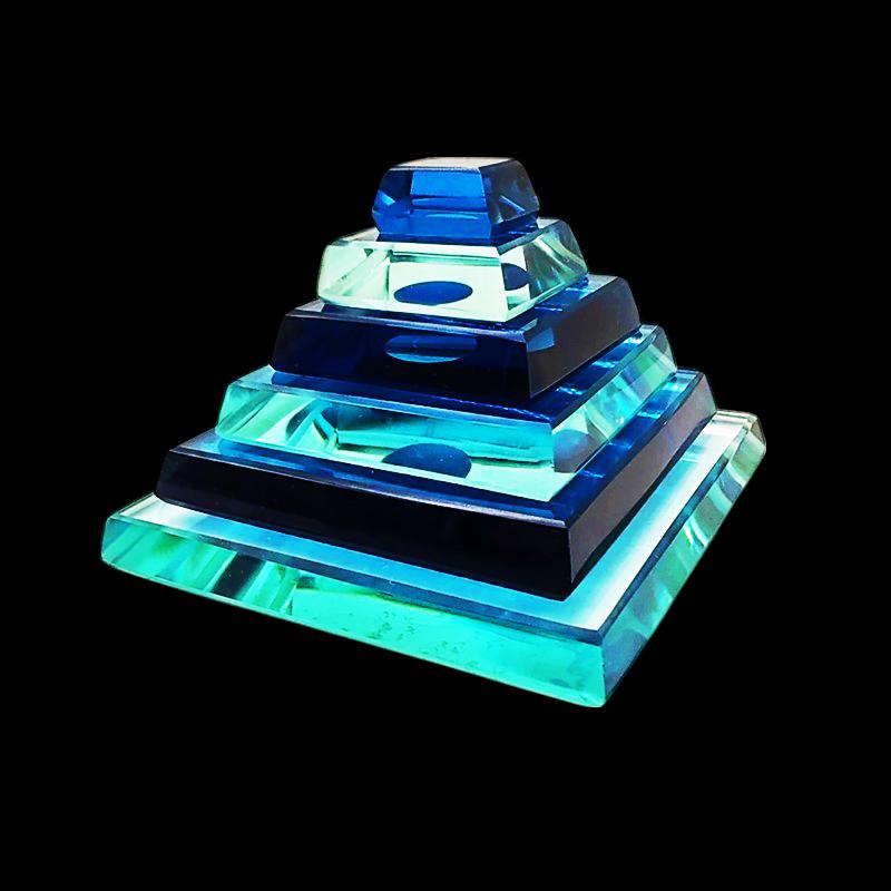 1970s  Little Crystal Pyramid  Paperweight by Fontana Arte. Made in Italy