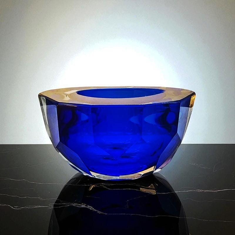 1960s Blue  Geode - Ashtray  in Murano Glass by Flavio Poli for Seguso, Made in Italy
