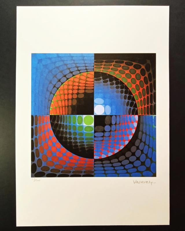 1970s Victor Vasarely Limited numbered Edition Lithograph - Plate signed.
