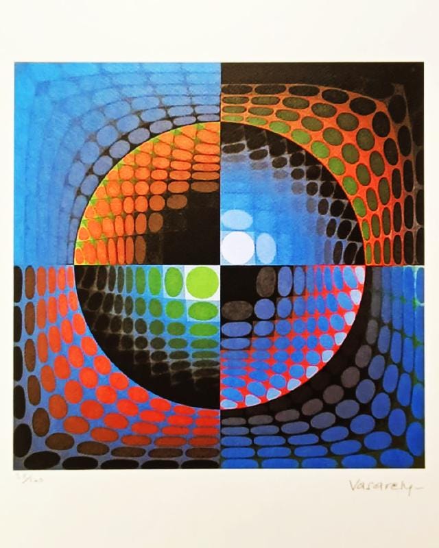 1970s Victor Vasarely Limited numbered Edition Lithograph - Plate signed.
