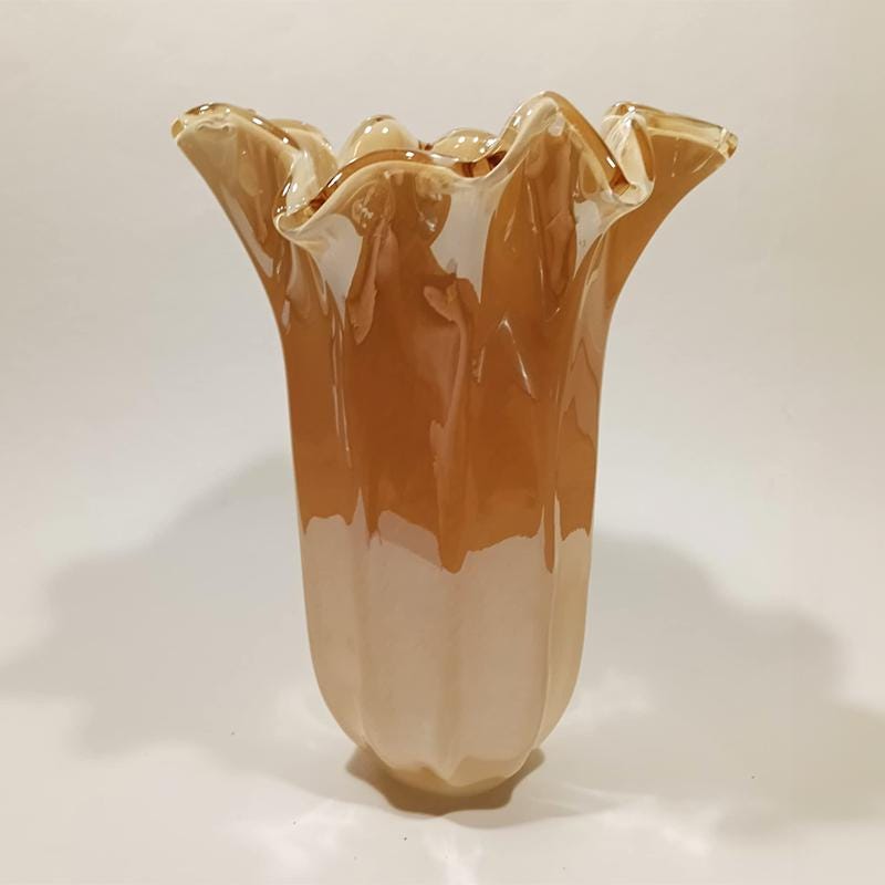 Stunnind Jacketed Vase in Hand Worked Murano Glass. Made in Italy.