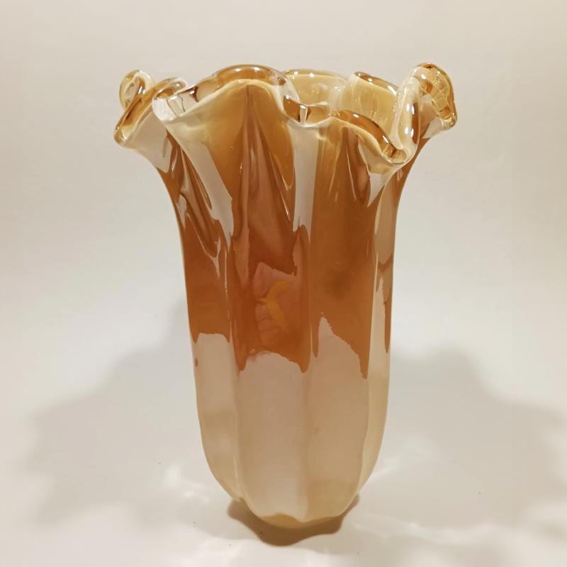 Stunnind Jacketed Vase in Hand Worked Murano Glass. Made in Italy.