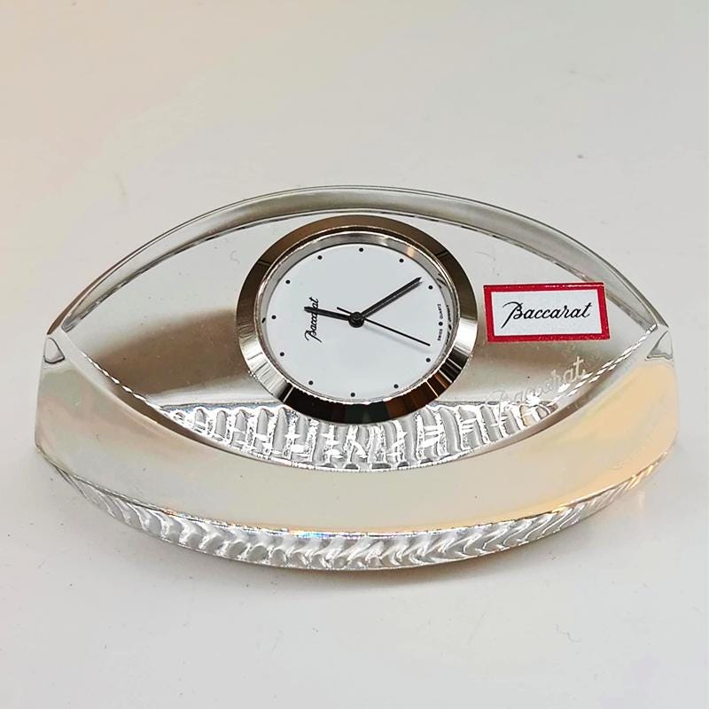 Vintage Baccarat Crystal table Clock with original box. Made in France