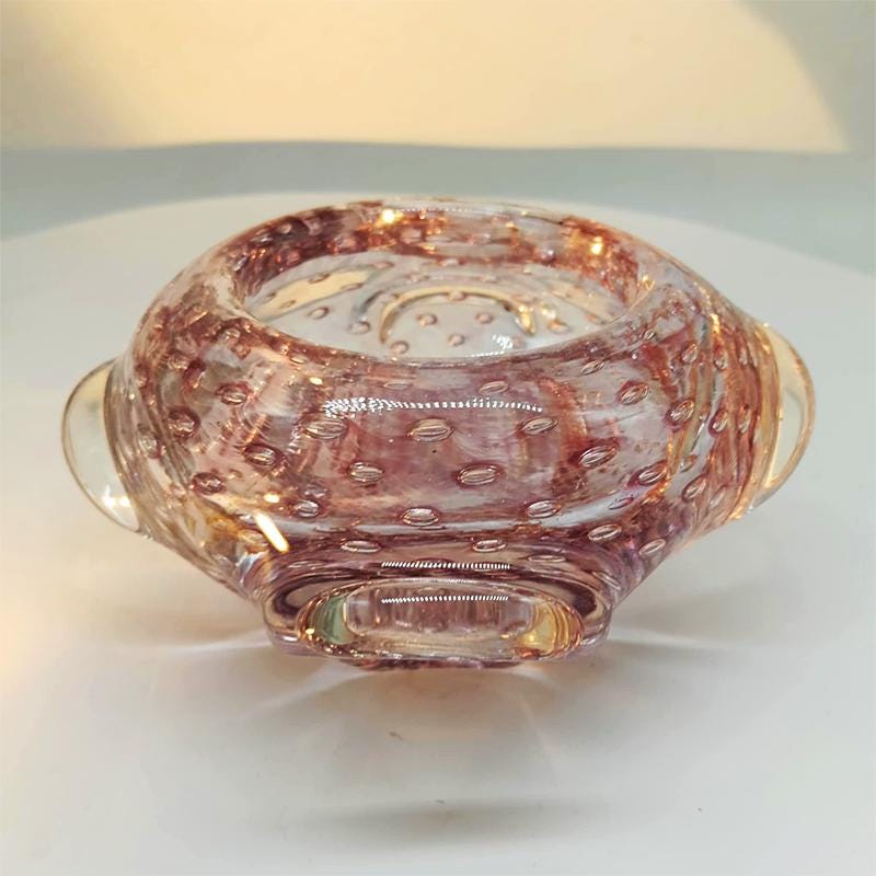 1960s Pink Ashtray or Catch-all in Murano Glass with Air Bubbles.  Made in Italy.