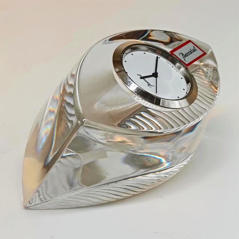 Vintage Baccarat Crystal table Clock with original box. Made in France