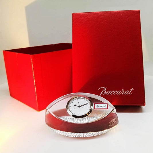 Vintage Baccarat Crystal table Clock with original box. Made in France