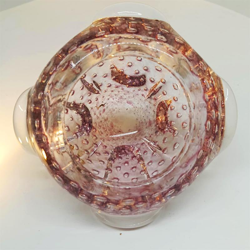 1960s Pink Ashtray or Catch-all in Murano Glass with Air Bubbles.  Made in Italy.
