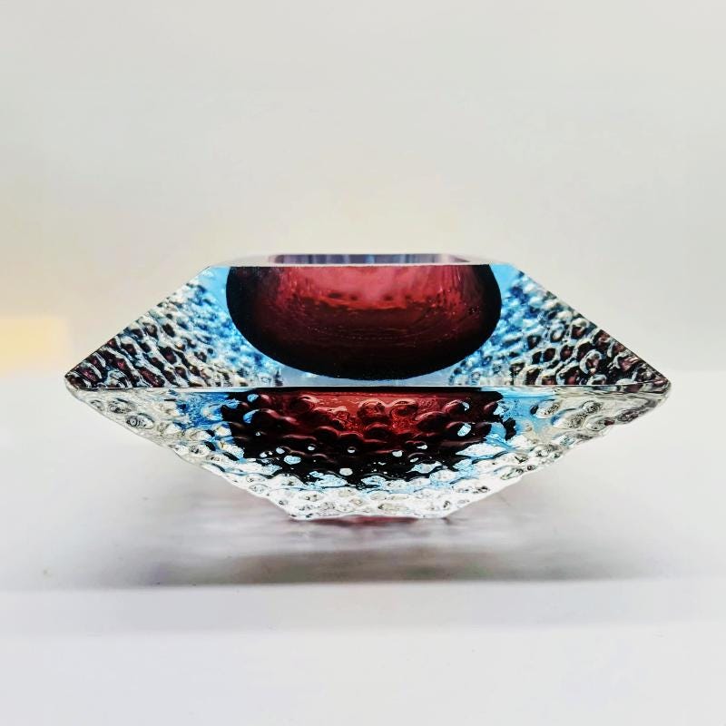 1960s Square Ashtray or Catch-all in Murano Glass by Flavio Poli for Seguso. Made in Italy.