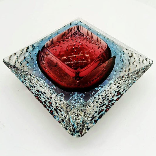 1960s Square Ashtray or Catch-all in Murano Glass by Flavio Poli for Seguso. Made in Italy.