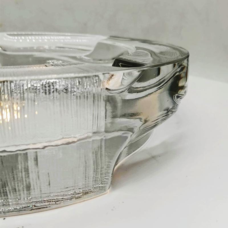 1970s Big  Ashtray by Fabio Frontini for Arnolfo di Cambio in Lead Crystal, Azteca Collection. 20 cm. / 7.87 inches.