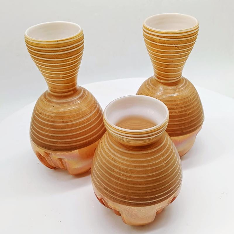 1970s Set of 3 Space Age little Jacketed Vase in Murano Glass. Made in Italy.