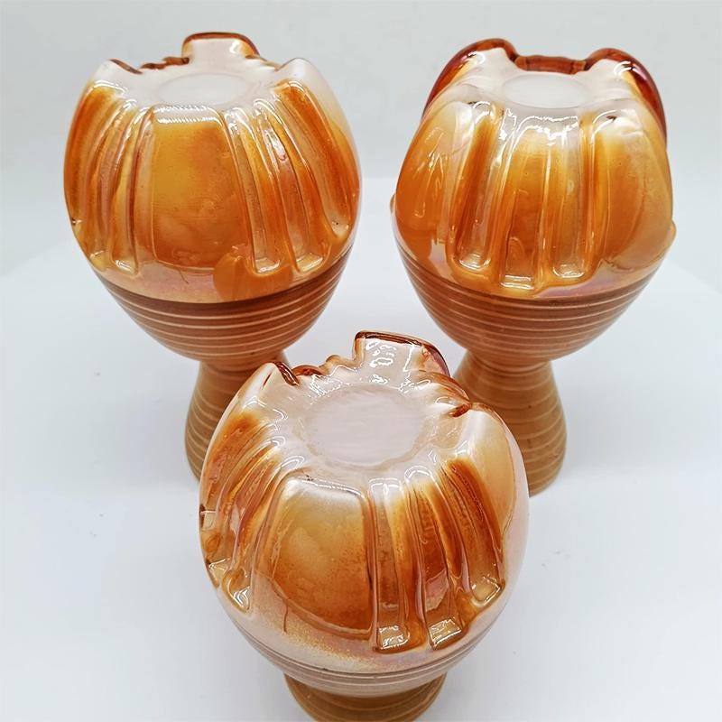 1970s Set of 3 Space Age little Jacketed Vase in Murano Glass. Made in Italy.