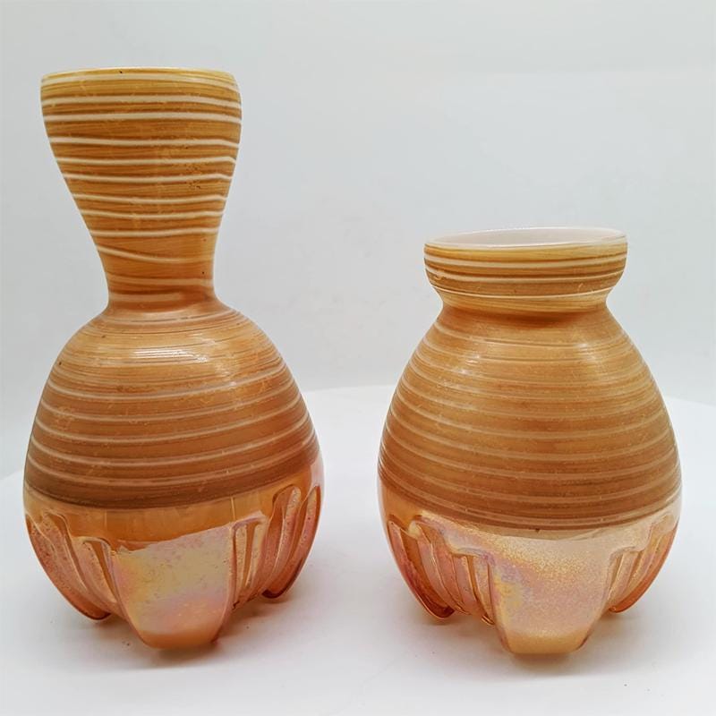 1970s Set of 3 Space Age little Jacketed Vase in Murano Glass. Made in Italy.