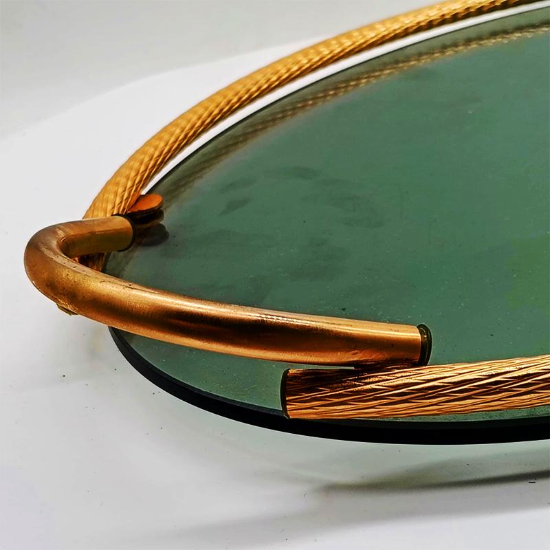 Vintage Stunning Set with 6 Glasses and a Tray in Murano Glass with hand decorated 24K Gold finishes by GN Murano.