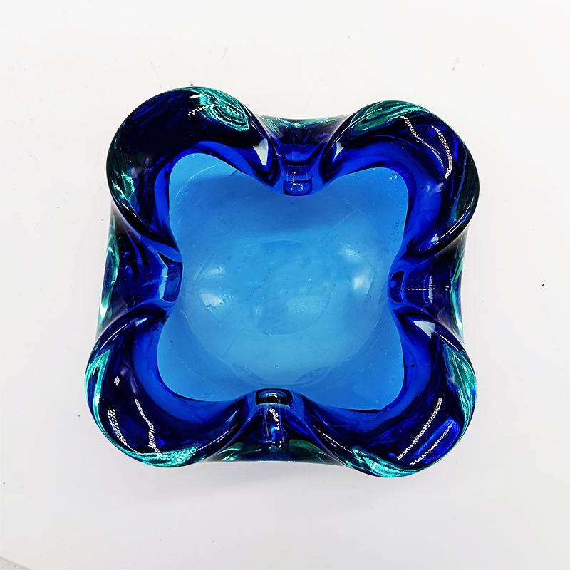 1960s Blue Ashtray or Catch-all in Murano Glass by Flavio Poli for Seguso. Made in Italy.