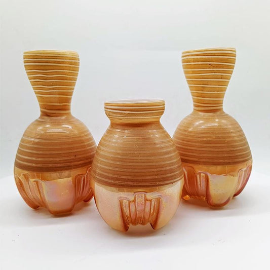 1970s Set of 3 Space Age little Jacketed Vase in Murano Glass. Made in Italy.