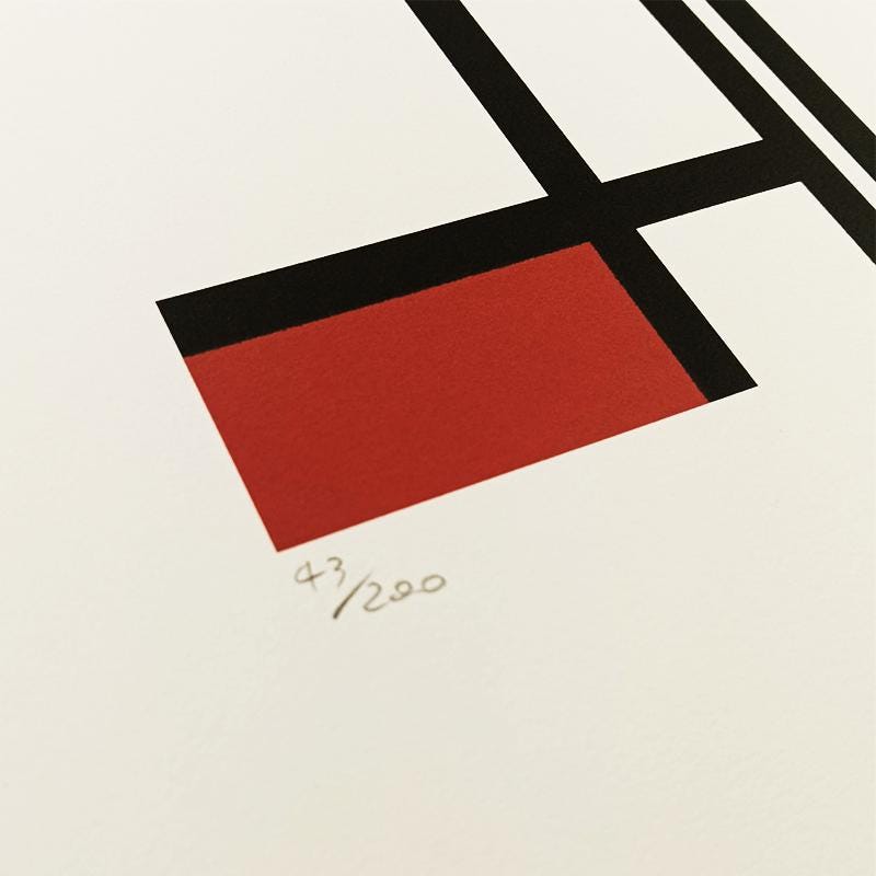 1970s Piet Mondrian Limited Edition Lithograph Numbered in Pencil.