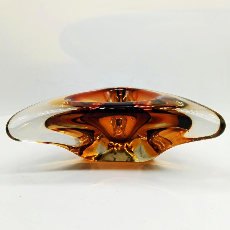 1960s Stunnning Big Triangular Ashtray or Catch-all in Murano Glass. Made in Italy.