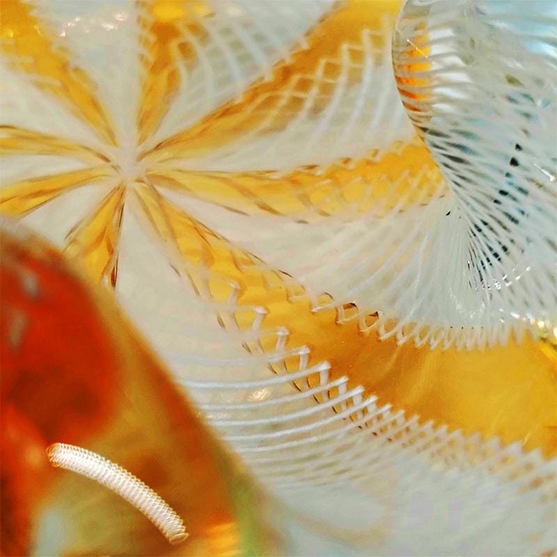 1950s Stunning Rare Ashtray in Hand Worked Murano Glass with reticello filigree.