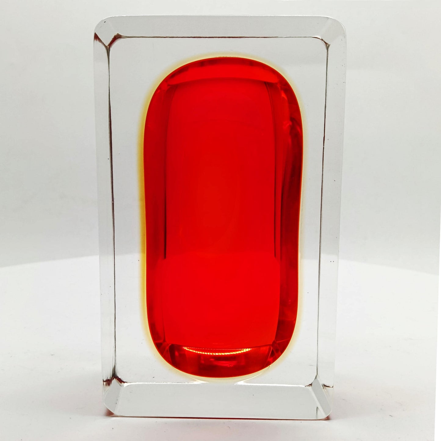 1960s Rare Rectangular Ashtray or Catch-all in Murano Glass by Flavio Poli for Seguso with faceted lateral sides. Made in Italy.