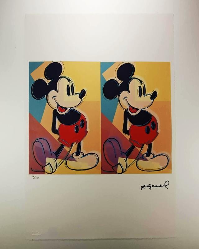 1980s Andy Warhol "Mickey Mouse" Limited Series Lithograph - Leo Castelli - New York - Numbered in Pencil.