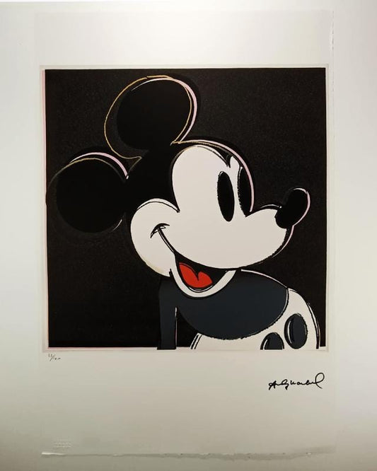 1980s Andy Warhol "Mickey Mouse" Black Limited Series Lithograph - Leo Castelli - New York - Numbered in Pencil.