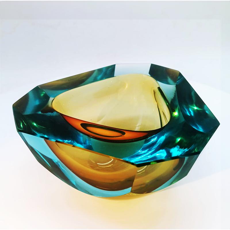 1960s Big Multifaceted Geode - Ashtray in Murano Glass by Flavio Poli for Seguso. Made in Italy
