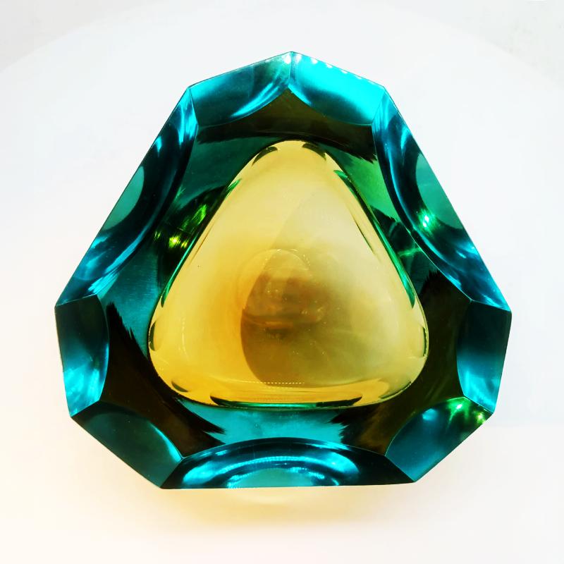 1960s Big Multifaceted Geode - Ashtray in Murano Glass by Flavio Poli for Seguso. Made in Italy