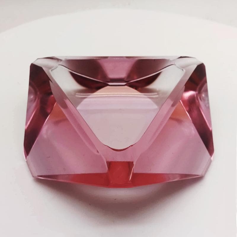 1960s Pink Multifaceted Ashtray or Catch-all in Murano Glass. Made in Italy.