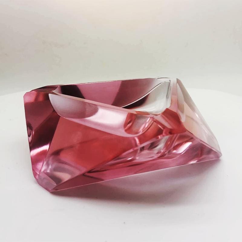 1960s Pink Multifaceted Ashtray or Catch-all in Murano Glass. Made in Italy.