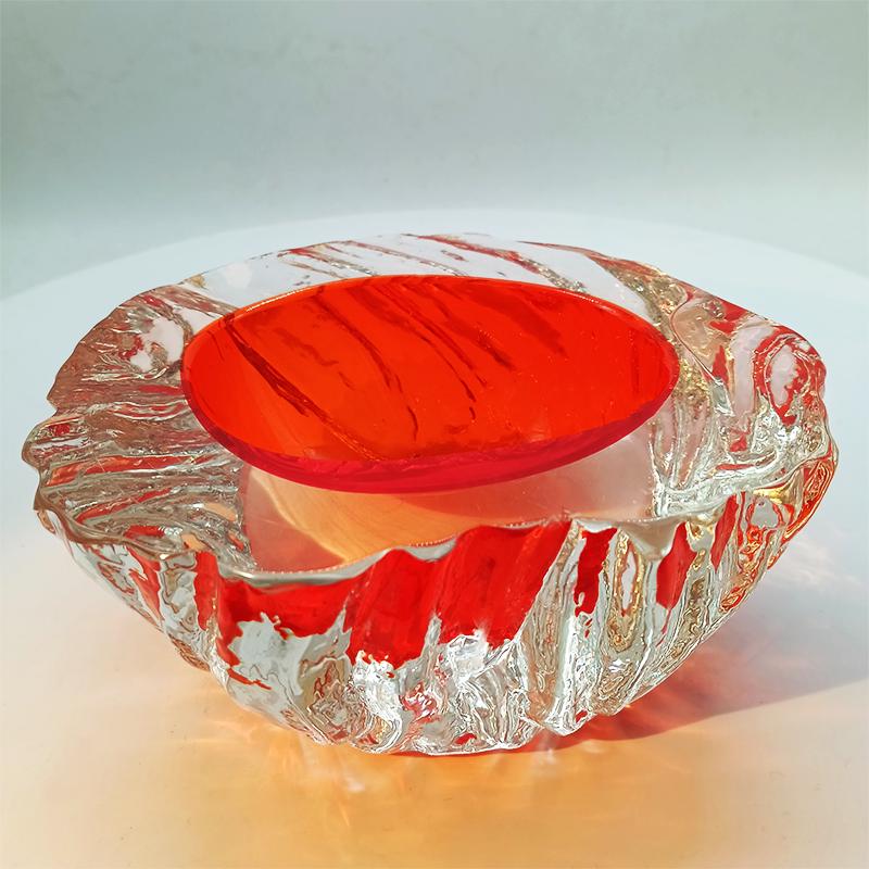 1960s Big Geode - Ashtray or Catch-all in Murano Glass Hand-made by Flavio Poli for Seguso. Made in Italy