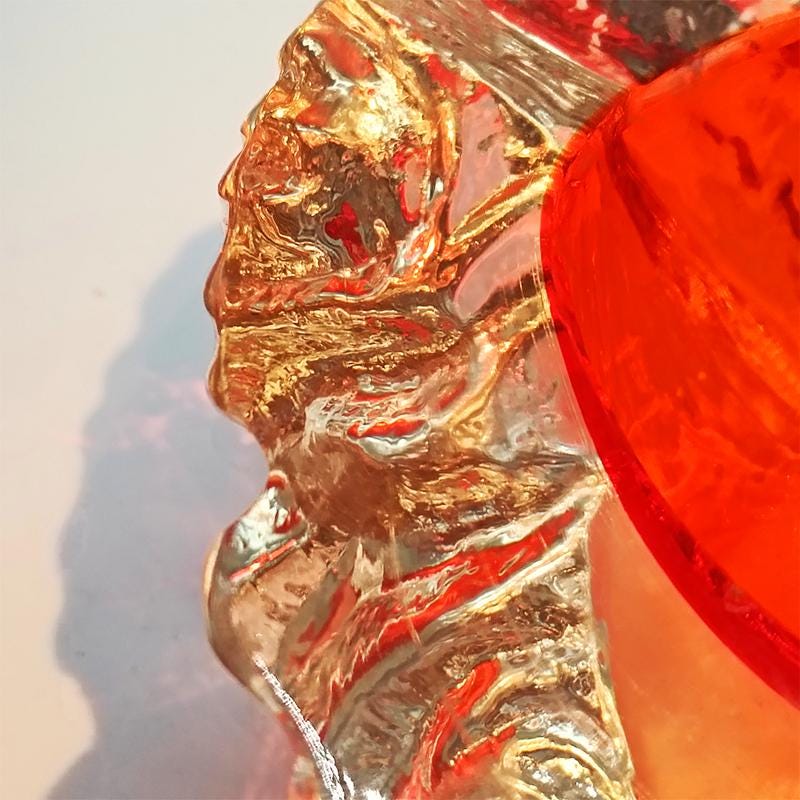 1960s Big Geode - Ashtray or Catch-all in Murano Glass Hand-made by Flavio Poli for Seguso. Made in Italy