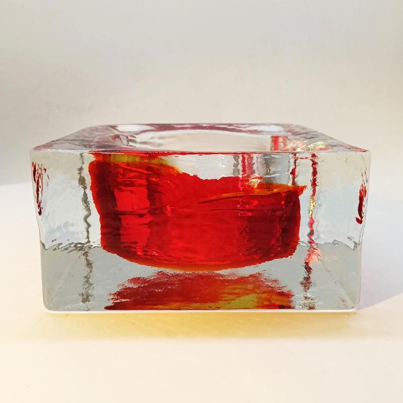 1960s Big Square Ashtray or Catch-all in Handcrafted Murano Glass by Mandruzzato.
