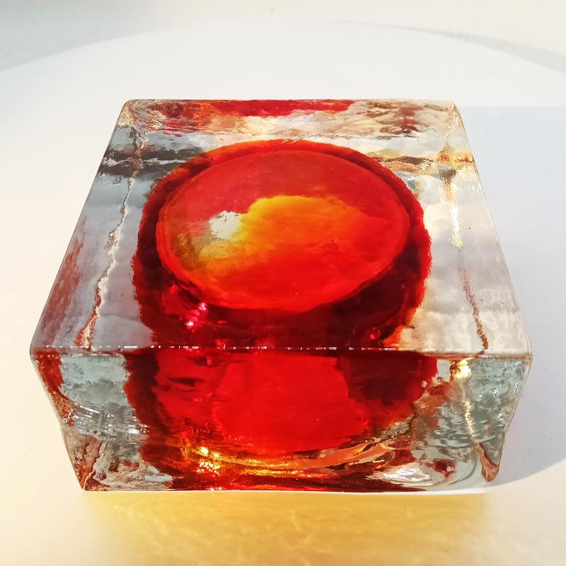 1960s Big Square Ashtray or Catch-all in Handcrafted Murano Glass by Mandruzzato.