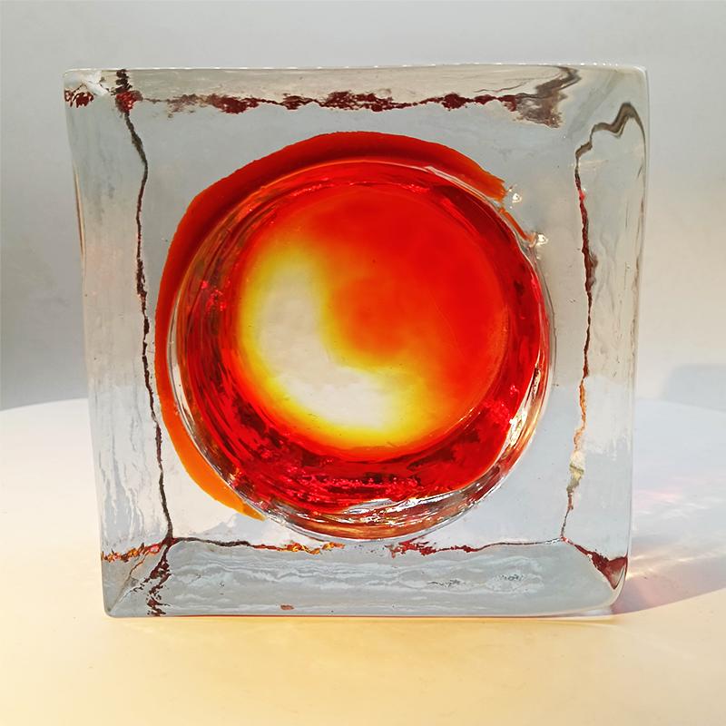 1960s Big Square Ashtray or Catch-all in Handcrafted Murano Glass by Mandruzzato.