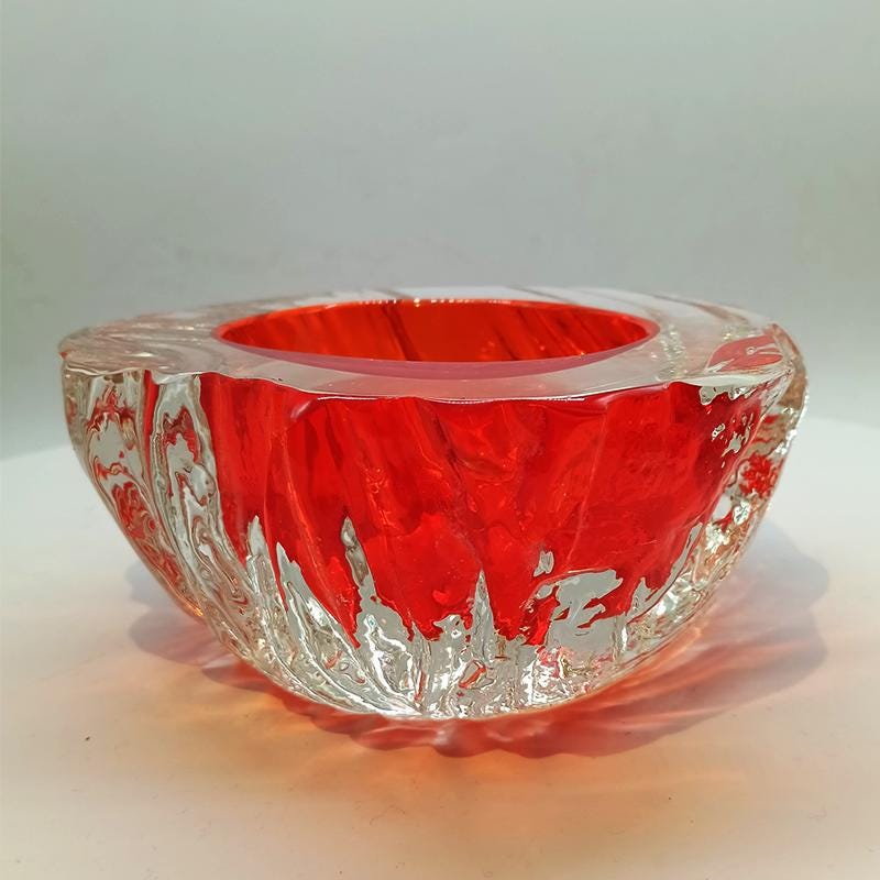 1960s Big Geode - Ashtray or Catch-all in Murano Glass Hand-made by Flavio Poli for Seguso. Made in Italy
