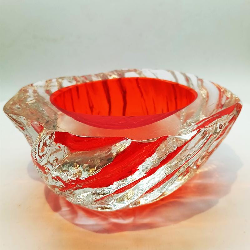 1960s Big Geode - Ashtray or Catch-all in Murano Glass Hand-made by Flavio Poli for Seguso. Made in Italy