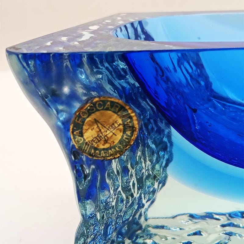 1960s Ashtray or Catch-all in Hand-worked Murano Glass by Flavio Poli for Seguso. Made in Italy