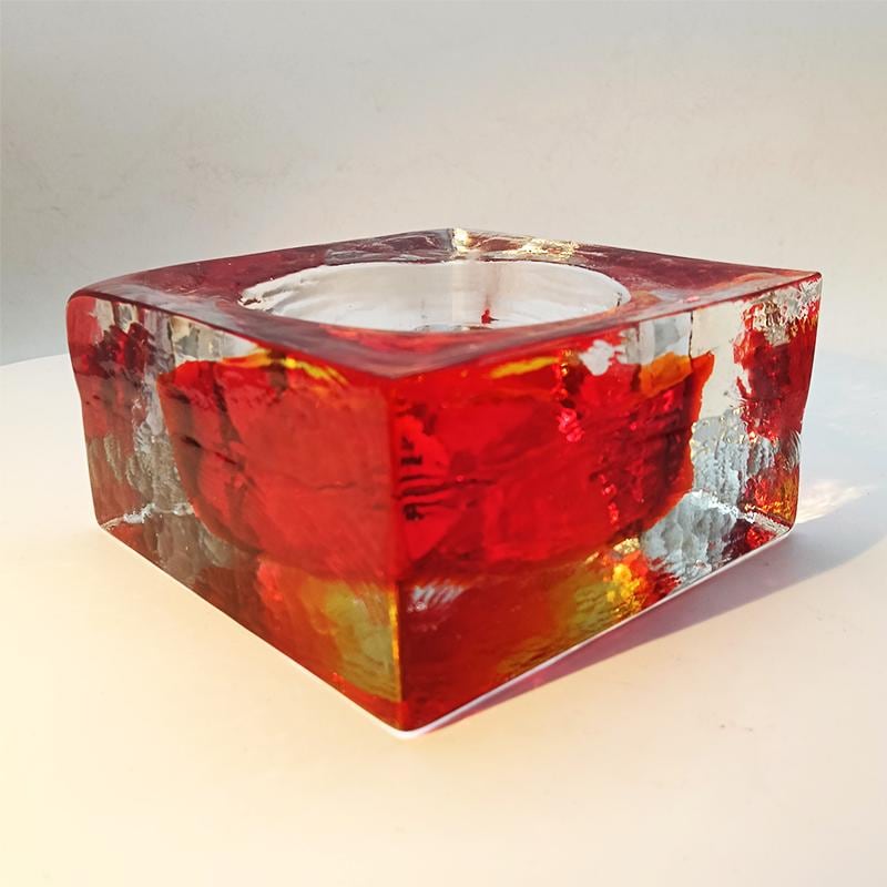1960s Big Square Ashtray or Catch-all in Handcrafted Murano Glass by Mandruzzato.