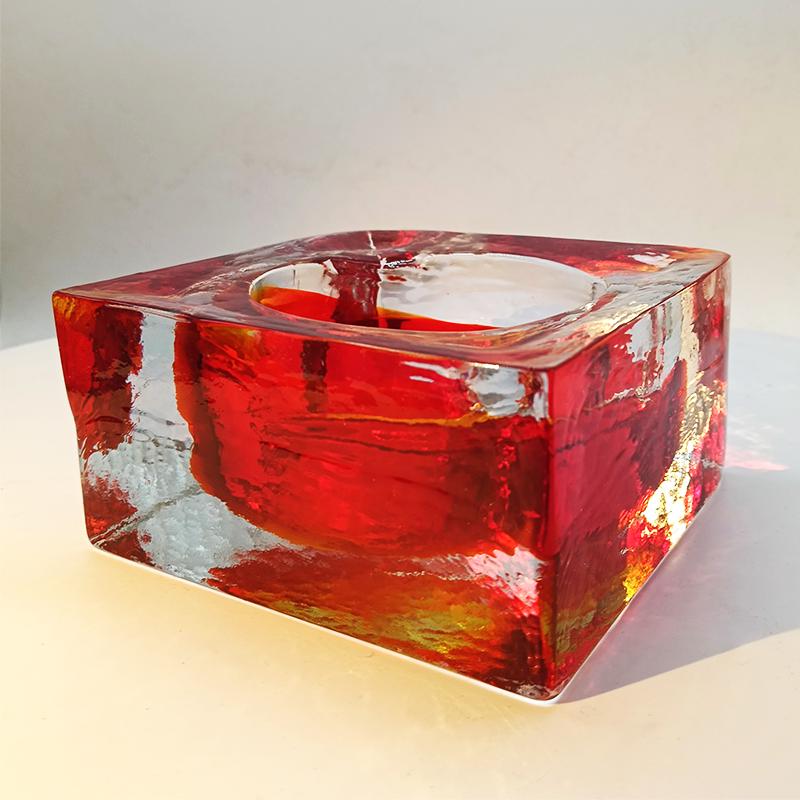 1960s Big Square Ashtray or Catch-all in Handcrafted Murano Glass by Mandruzzato.
