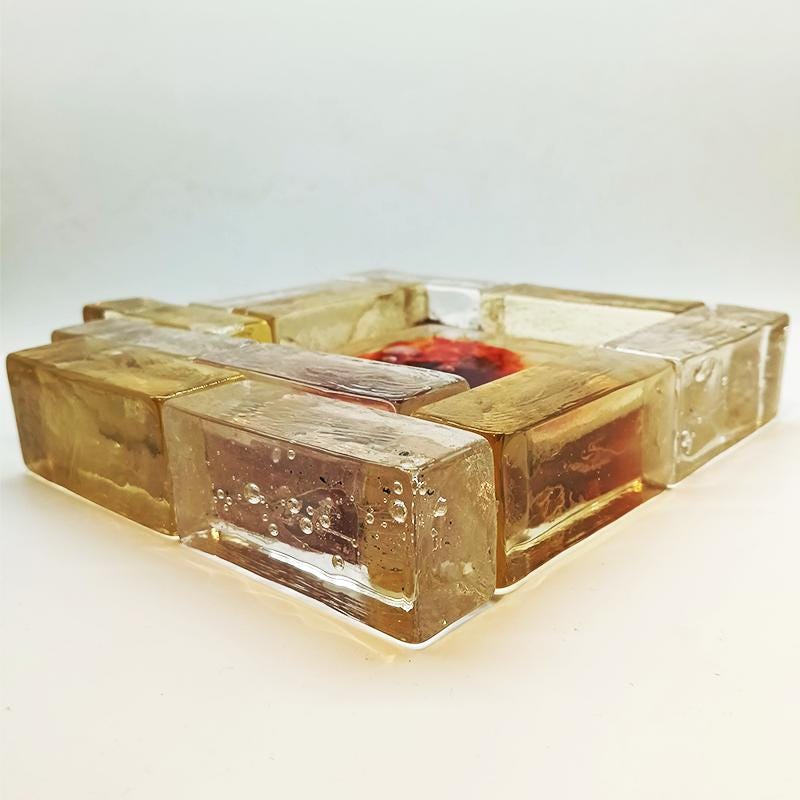 1950s Rare Big Ashtray / Sculpture in Hand Blown Artistic Murano Glass attributed to Toni Zuccheri.