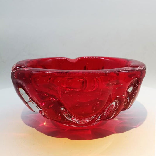1960s Ashtray or Catch-all in Murano Glass with Air Bubbles.