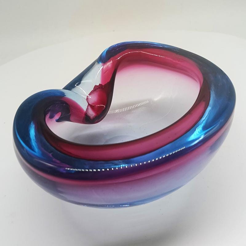 1960s Ashtray or Catch-all in Murano Glass by Flavio Poli for Seguso. 15,5 cm. Made in Italy.
